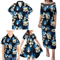 Blue Tropical Hawaii Family Matching Puletasi and Hawaiian Shirt Seamless Monstera Plumeria Hawaiian Pattern - Polynesian Pride