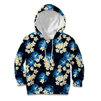 Blue Tropical Hawaii Kid Hoodie Seamless Monstera Plumeria Hawaiian Pattern LT14 Hoodie Blue - Polynesian Pride