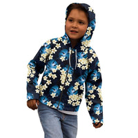Blue Tropical Hawaii Kid Hoodie Seamless Monstera Plumeria Hawaiian Pattern LT14 - Polynesian Pride