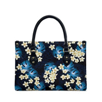 Blue Tropical Hawaii Leather Bag Seamless Monstera Plumeria Hawaiian Pattern - Polynesian Pride
