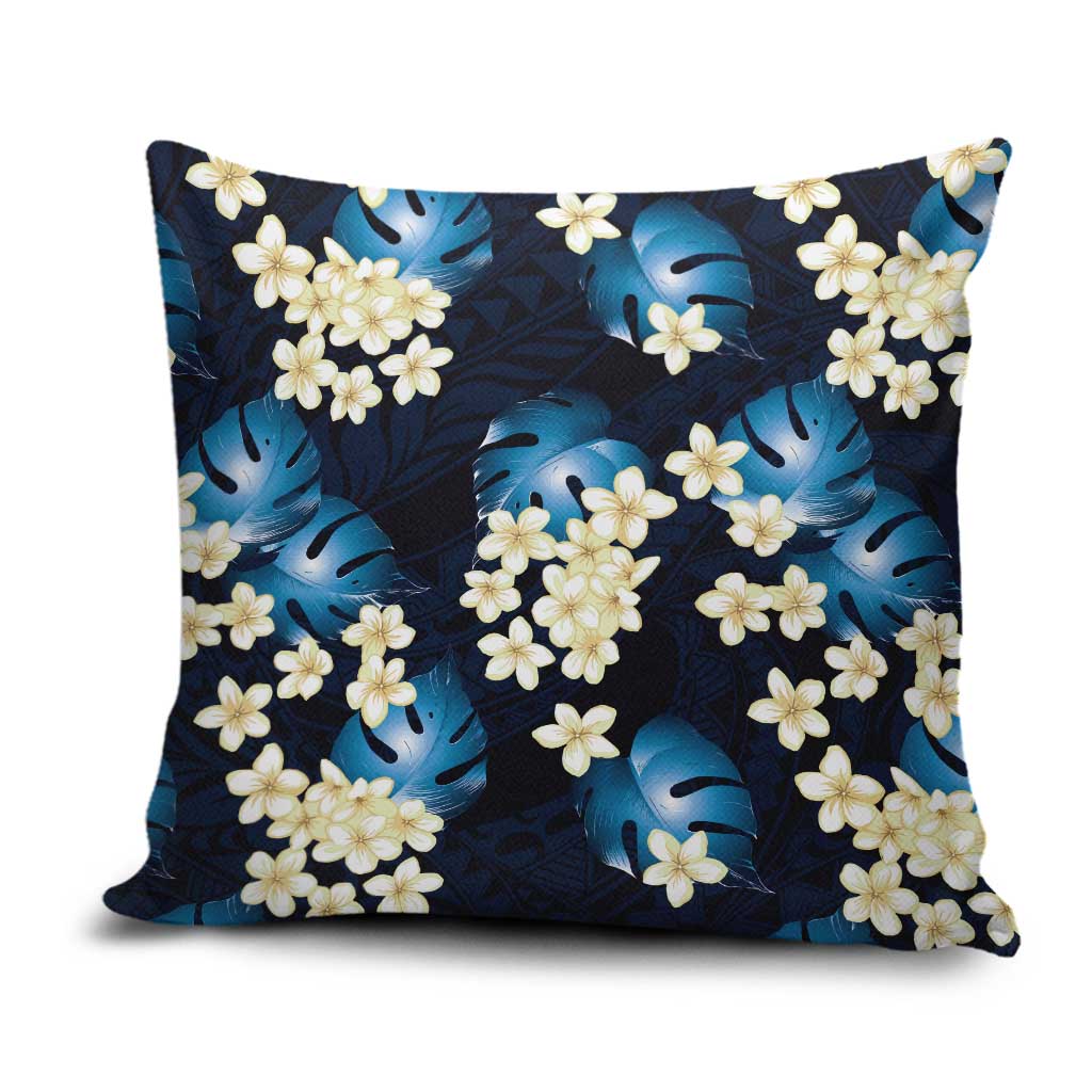 Blue Tropical Hawaii Pillow Cover Seamless Monstera Plumeria Hawaiian Pattern - Polynesian Pride