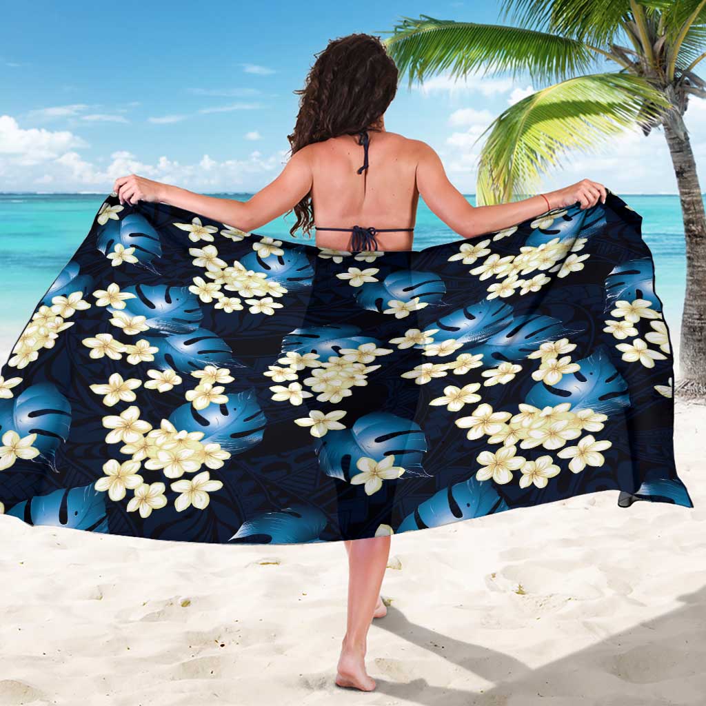 Blue Tropical Hawaii Sarong Seamless Monstera Plumeria Hawaiian Pattern - Polynesian Pride