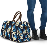 Blue Tropical Hawaii Travel Bag Seamless Monstera Plumeria Hawaiian Pattern - Polynesian Pride