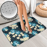 Dark Cyan Tropical Hawaii Bathroom Set Seamless Monstera Plumeria Hawaiian Pattern - Polynesian Pride