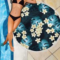 Dark Cyan Tropical Hawaii Beach Blanket Seamless Monstera Plumeria Hawaiian Pattern - Polynesian Pride