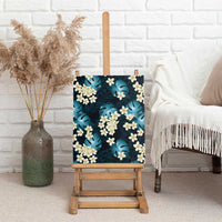 Dark Cyan Tropical Hawaii Canvas Wall Art Seamless Monstera Plumeria Hawaiian Pattern - Polynesian Pride