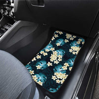 Dark Cyan Tropical Hawaii Car Mats Seamless Monstera Plumeria Hawaiian Pattern - Polynesian Pride