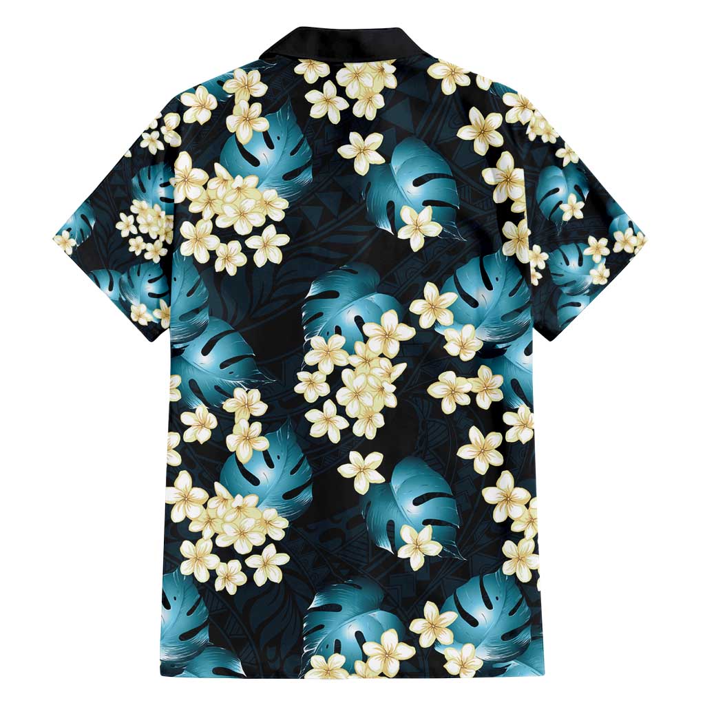 Dark Cyan Tropical Hawaii Family Matching Puletasi and Hawaiian Shirt Seamless Monstera Plumeria Hawaiian Pattern - Polynesian Pride