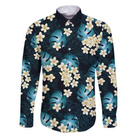 Dark Cyan Tropical Hawaii Family Matching Puletasi and Hawaiian Shirt Seamless Monstera Plumeria Hawaiian Pattern - Polynesian Pride