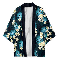 Dark Cyan Tropical Hawaii Kimono Seamless Monstera Plumeria Hawaiian Pattern - Polynesian Pride