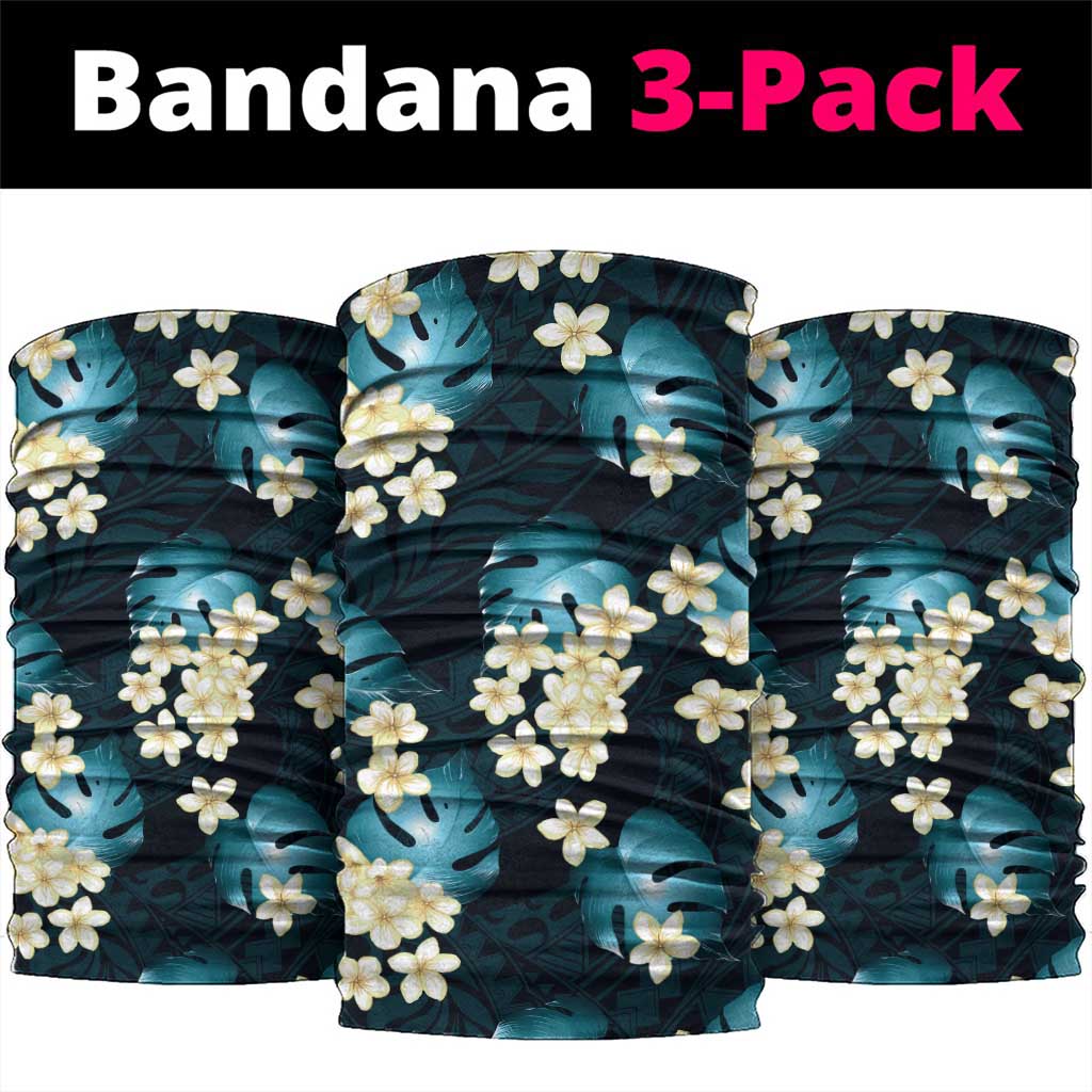 Dark Cyan Tropical Hawaii Neck Gaiter Seamless Monstera Plumeria Hawaiian Pattern - Polynesian Pride