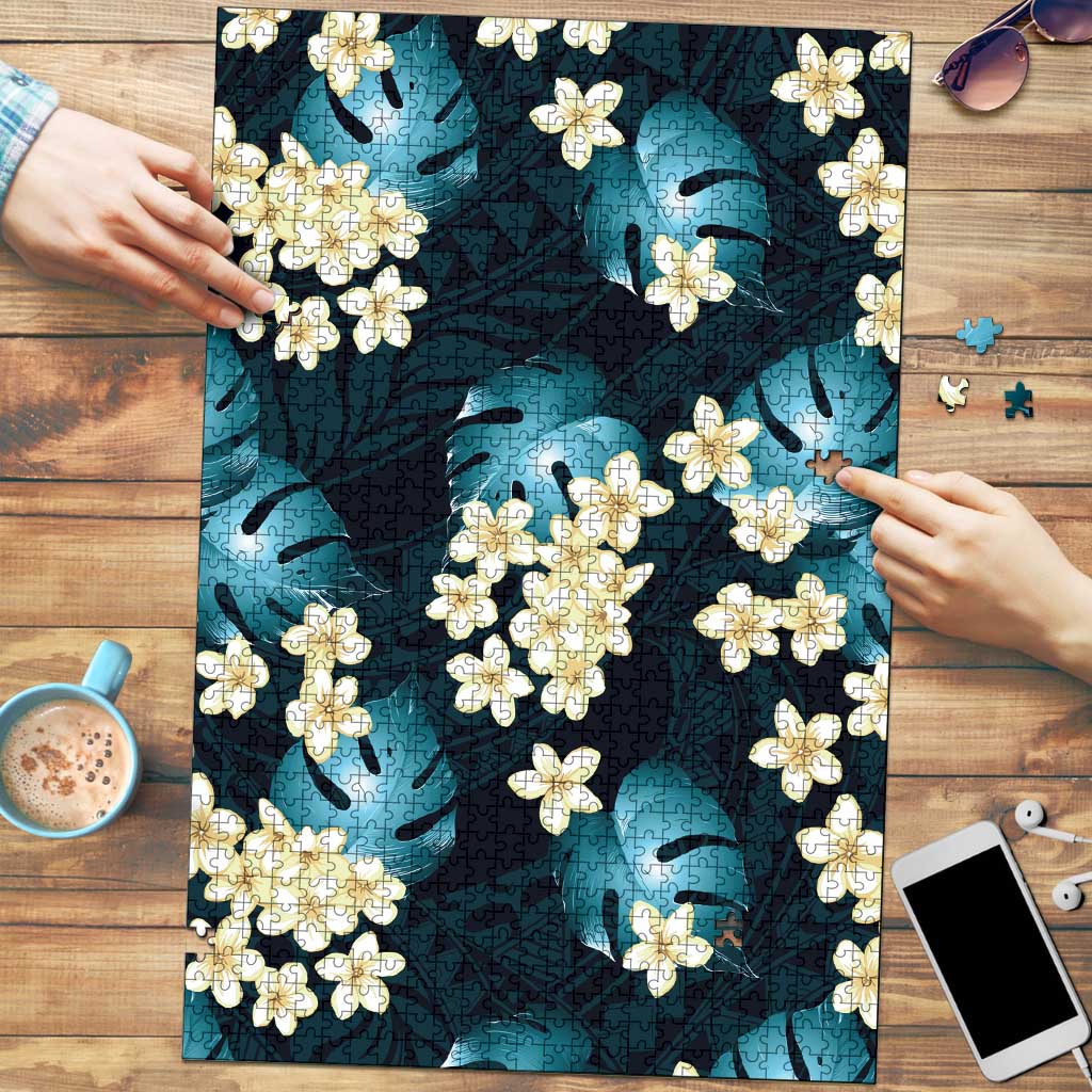 Dark Cyan Tropical Hawaii Puzzle Seamless Monstera Plumeria Hawaiian Pattern LT14 Dark Cyan - Polynesian Pride
