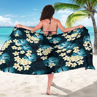 Dark Cyan Tropical Hawaii Sarong Seamless Monstera Plumeria Hawaiian Pattern - Polynesian Pride