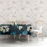 Dark Cyan Tropical Hawaii Tablecloth Seamless Monstera Plumeria Hawaiian Pattern - Polynesian Pride