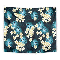 Dark Cyan Tropical Hawaii Tapestry Seamless Monstera Plumeria Hawaiian Pattern LT14 - Polynesian Pride