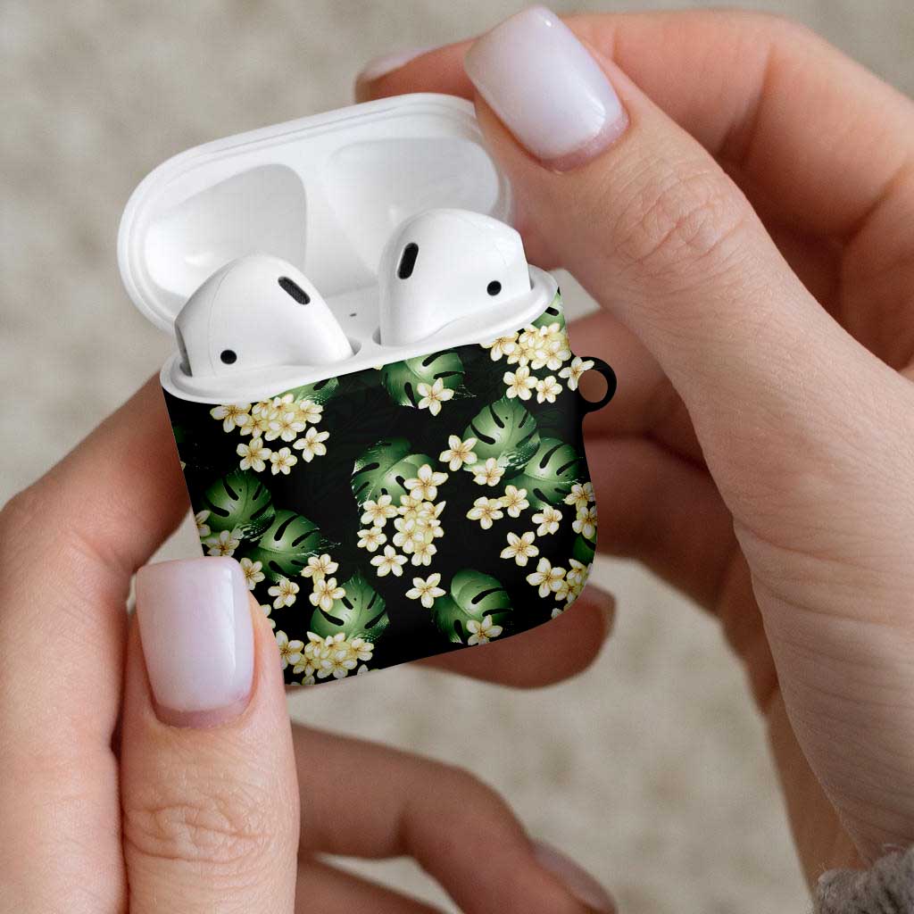 Green Tropical Hawaii AirPods Case Seamless Monstera Plumeria Hawaiian Pattern - Polynesian Pride