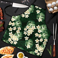 Green Tropical Hawaii Apron Seamless Monstera Plumeria Hawaiian Pattern - Polynesian Pride