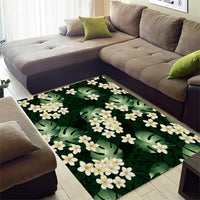 Green Tropical Hawaii Area Rug Seamless Monstera Plumeria Hawaiian Pattern - Polynesian Pride
