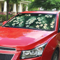 Green Tropical Hawaii Auto Sun Shade Seamless Monstera Plumeria Hawaiian Pattern - Polynesian Pride