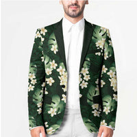 Green Tropical Hawaii Blazer Seamless Monstera Plumeria Hawaiian Pattern - Polynesian Pride