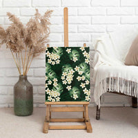 Green Tropical Hawaii Canvas Wall Art Seamless Monstera Plumeria Hawaiian Pattern - Polynesian Pride