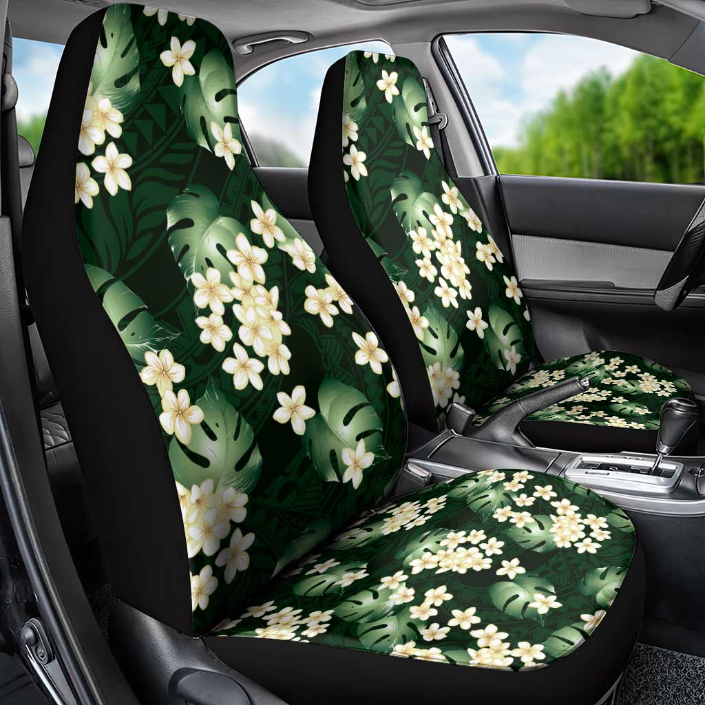 Green Tropical Hawaii Car Seat Cover Seamless Monstera Plumeria Hawaiian Pattern - Polynesian Pride