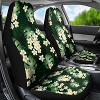 Green Tropical Hawaii Car Seat Cover Seamless Monstera Plumeria Hawaiian Pattern - Polynesian Pride