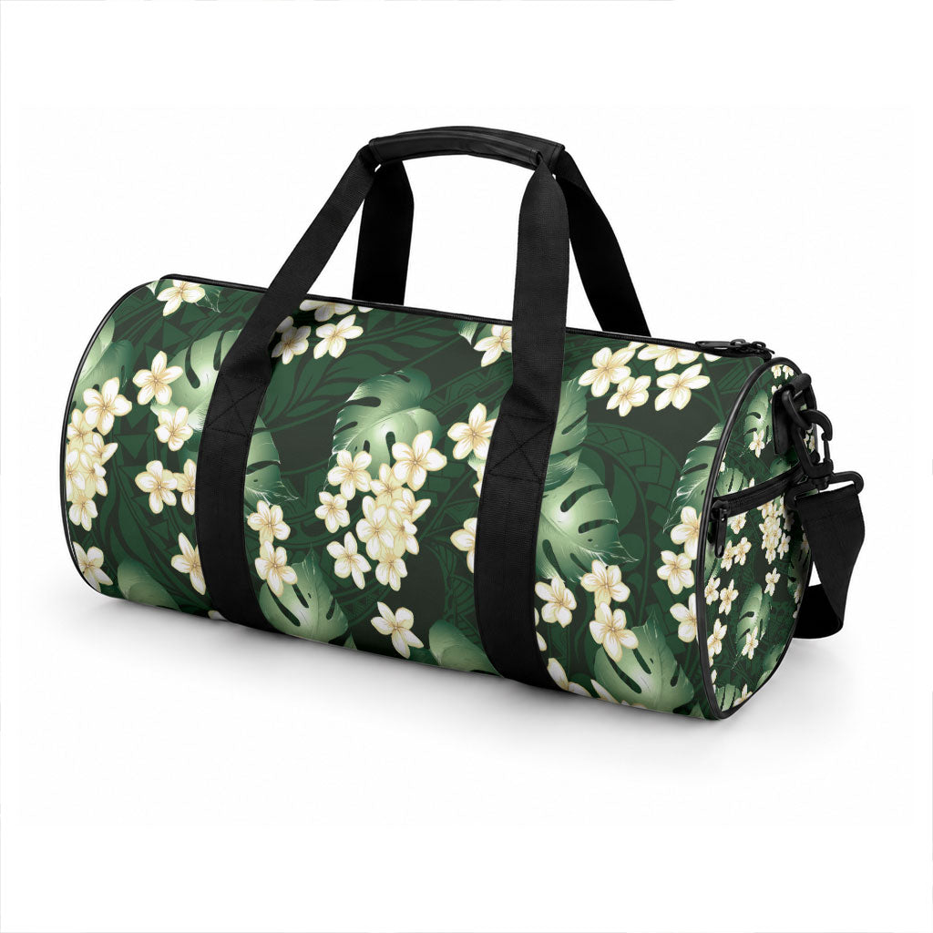 Green Tropical Hawaii Duffle Bag Seamless Monstera Plumeria Hawaiian Pattern LT14 - Polynesian Pride