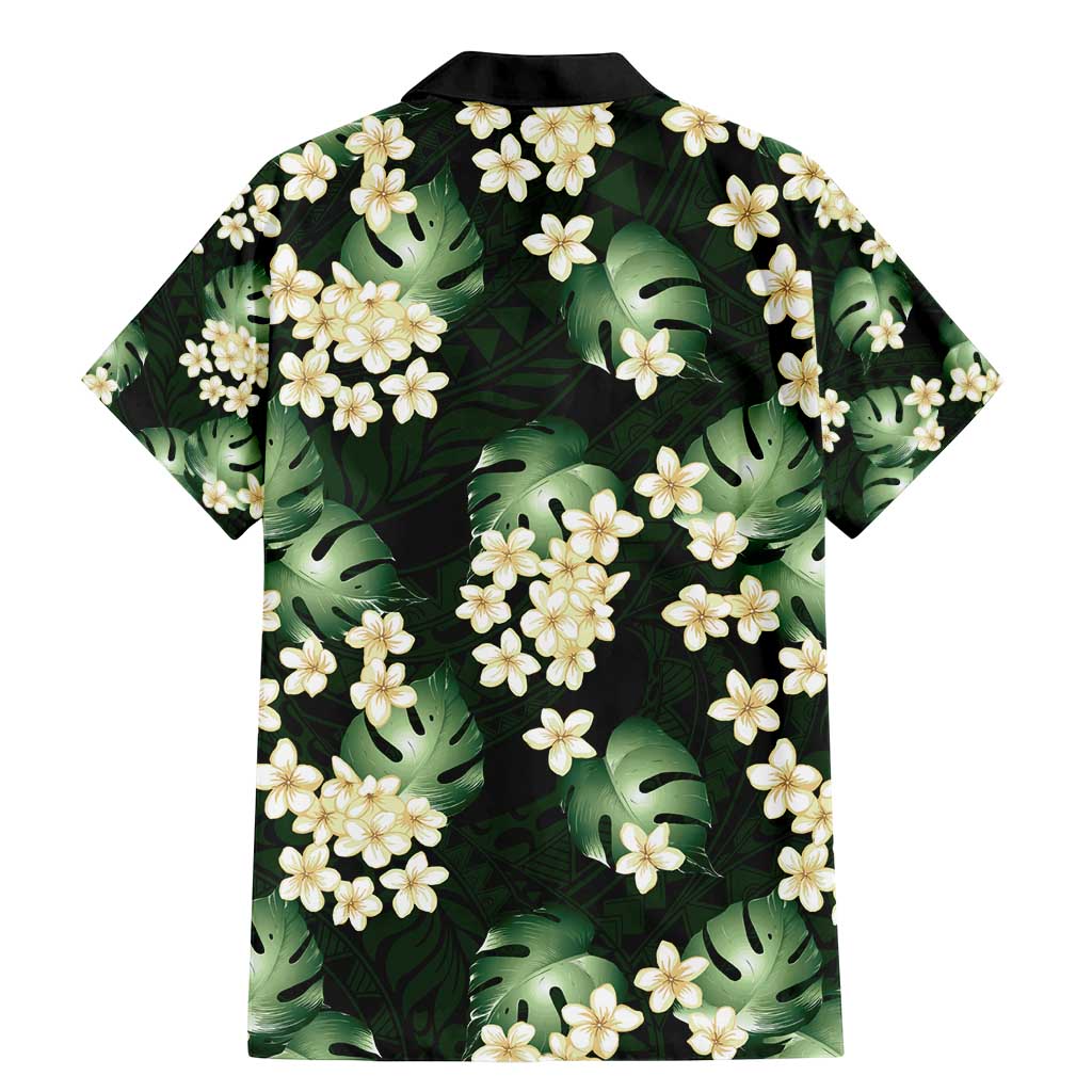 Green Tropical Hawaii Family Matching Mermaid Dress and Hawaiian Shirt Seamless Monstera Plumeria Hawaiian Pattern - Polynesian Pride