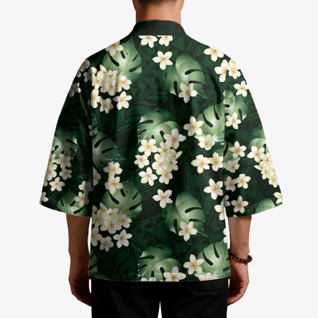 Green Tropical Hawaii Kimono Seamless Monstera Plumeria Hawaiian Pattern - Polynesian Pride