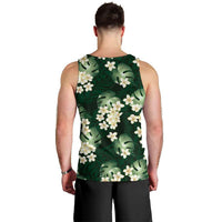 Green Tropical Hawaii Men Tank Top Seamless Monstera Plumeria Hawaiian Pattern - Polynesian Pride