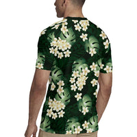 Green Tropical Hawaii Rugby Jersey Seamless Monstera Plumeria Hawaiian Pattern - Polynesian Pride