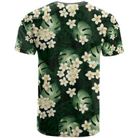 Green Tropical Hawaii T Shirt Seamless Monstera Plumeria Hawaiian Pattern - Polynesian Pride
