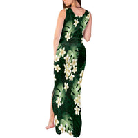 Green Tropical Hawaii Tank Maxi Dress Seamless Monstera Plumeria Hawaiian Pattern - Polynesian Pride
