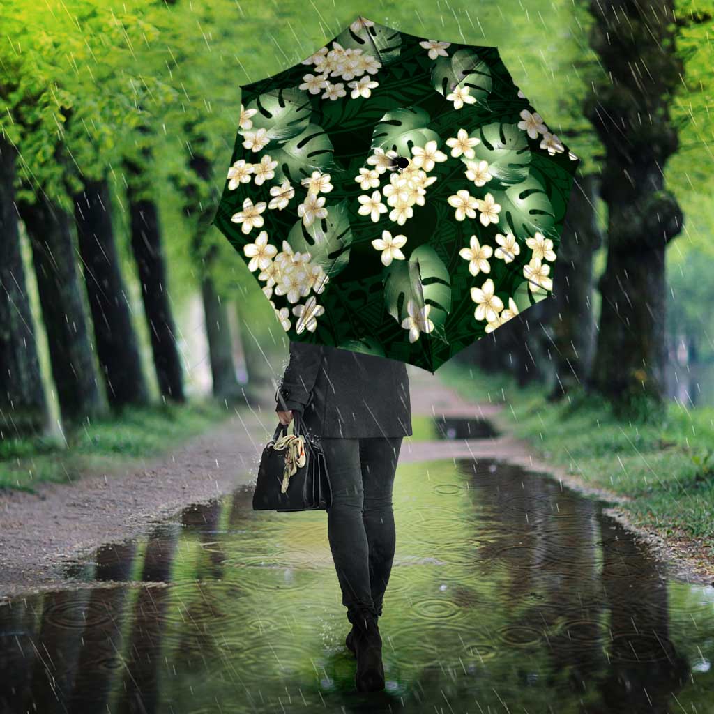 Green Tropical Hawaii Umbrella Seamless Monstera Plumeria Hawaiian Pattern - Polynesian Pride