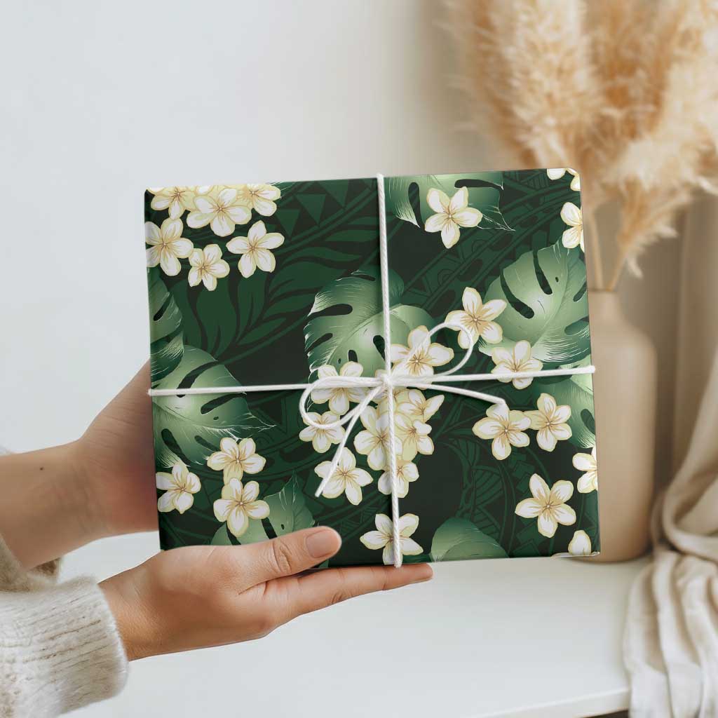 Green Tropical Hawaii Wrapping Paper Seamless Monstera Plumeria Hawaiian Pattern - Polynesian Pride