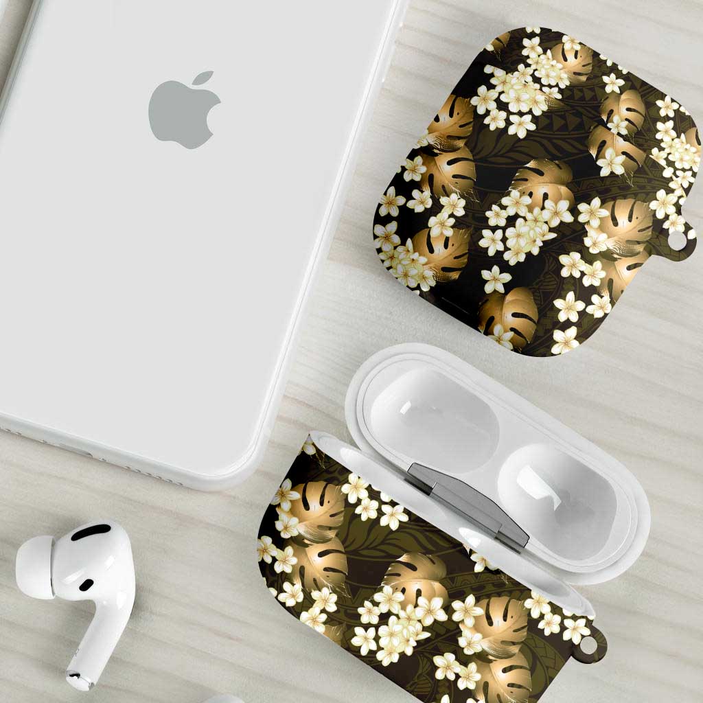 Gold Tropical Hawaii AirPods Case Seamless Monstera Plumeria Hawaiian Pattern - Polynesian Pride