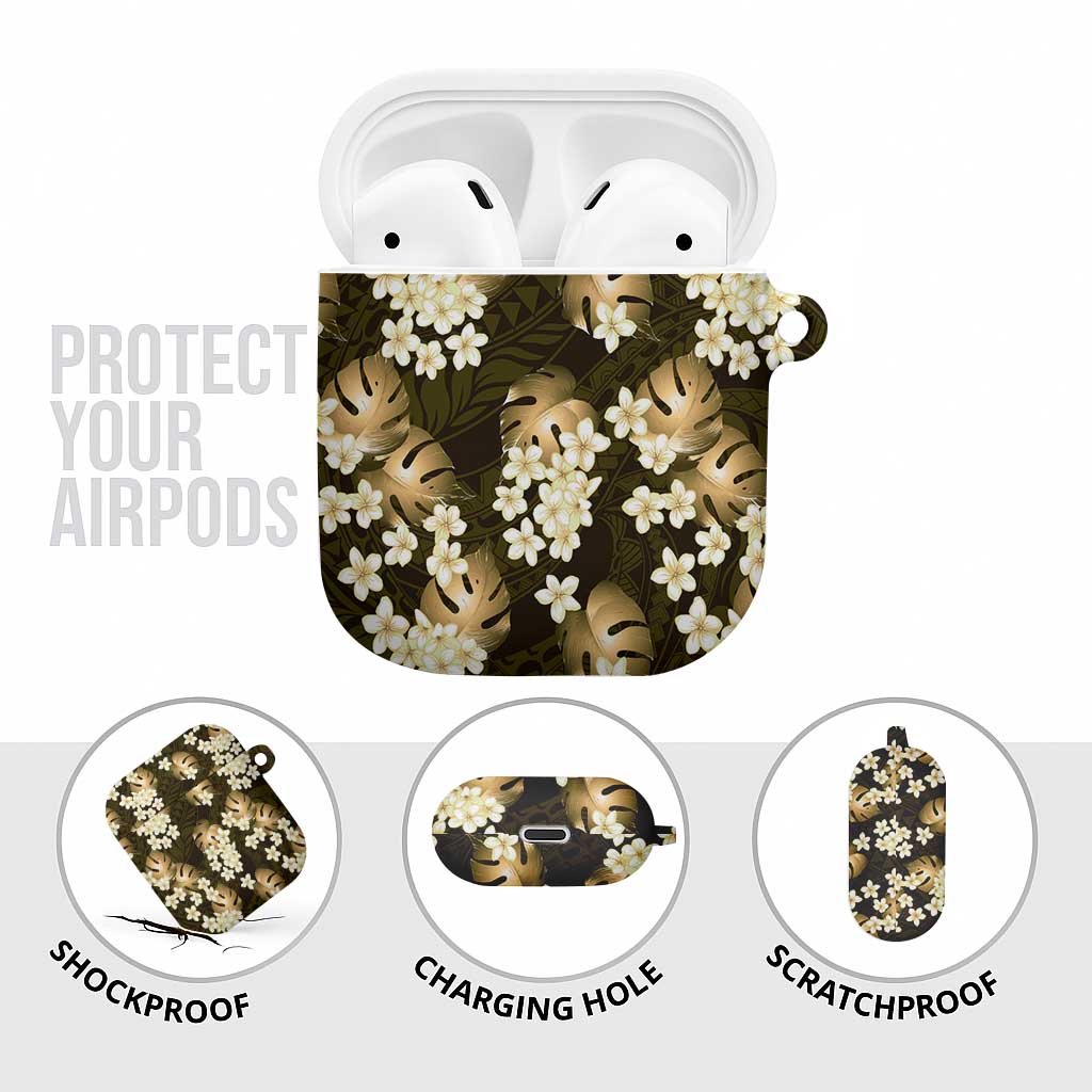 Gold Tropical Hawaii AirPods Case Seamless Monstera Plumeria Hawaiian Pattern - Polynesian Pride