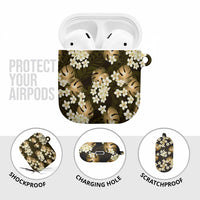 Gold Tropical Hawaii AirPods Case Seamless Monstera Plumeria Hawaiian Pattern - Polynesian Pride