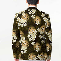 Gold Tropical Hawaii Blazer Seamless Monstera Plumeria Hawaiian Pattern - Polynesian Pride