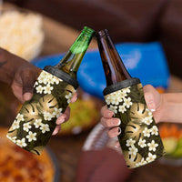 Gold Tropical Hawaii 4 in 1 Can Cooler Tumbler Seamless Monstera Plumeria Hawaiian Pattern - Polynesian Pride