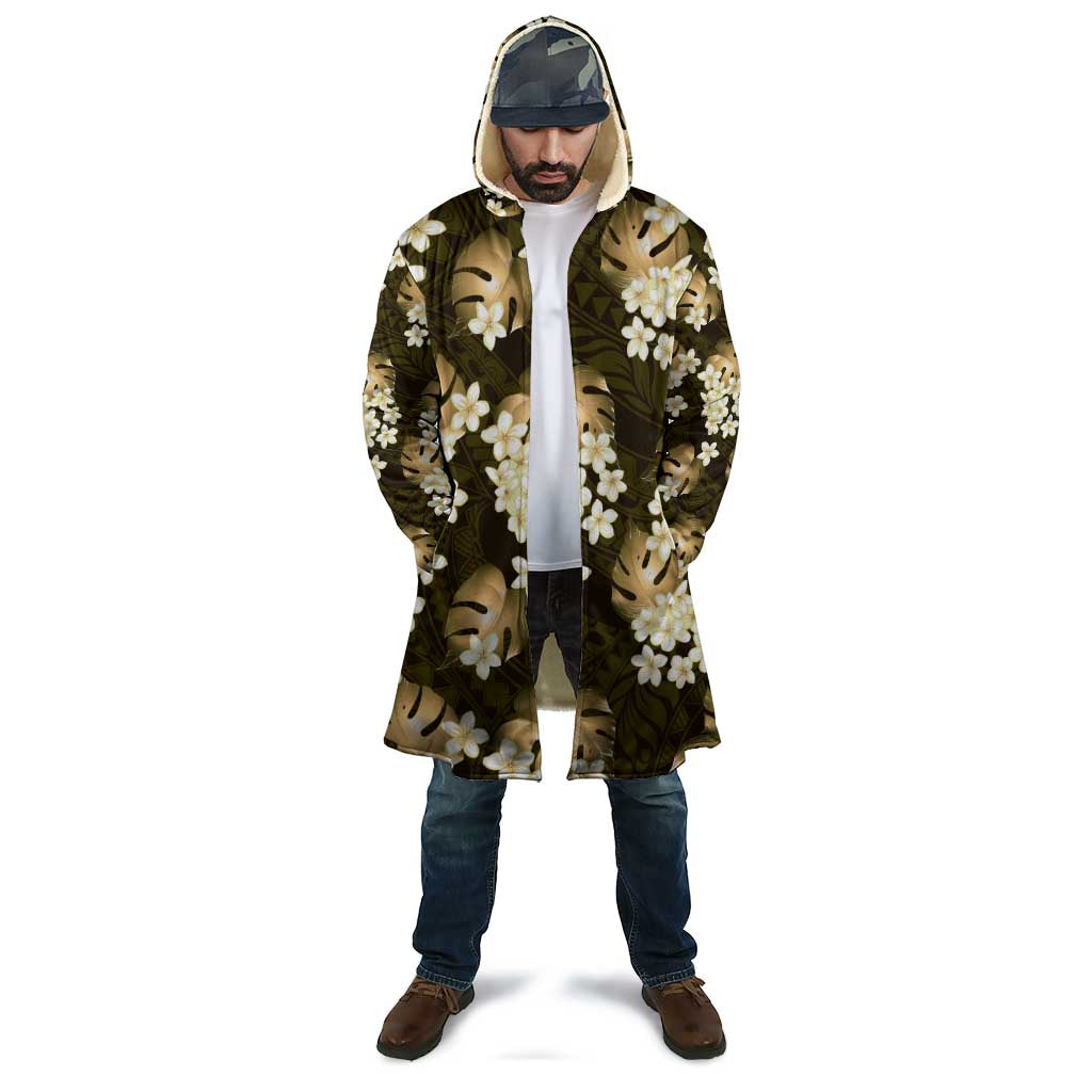 Gold Tropical Hawaii Cloak Seamless Monstera Plumeria Hawaiian Pattern - Polynesian Pride