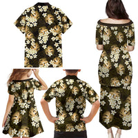 Gold Tropical Hawaii Family Matching Puletasi and Hawaiian Shirt Seamless Monstera Plumeria Hawaiian Pattern - Polynesian Pride