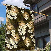 Gold Tropical Hawaii Garden Flag Seamless Monstera Plumeria Hawaiian Pattern - Polynesian Pride