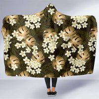 Gold Tropical Hawaii Hooded Blanket Seamless Monstera Plumeria Hawaiian Pattern LT14 One Size Gold - Polynesian Pride