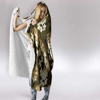 Gold Tropical Hawaii Hooded Blanket Seamless Monstera Plumeria Hawaiian Pattern LT14 - Polynesian Pride