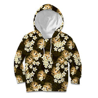 Gold Tropical Hawaii Kid Hoodie Seamless Monstera Plumeria Hawaiian Pattern LT14 Hoodie Gold - Polynesian Pride