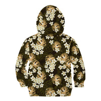 Gold Tropical Hawaii Kid Hoodie Seamless Monstera Plumeria Hawaiian Pattern LT14 - Polynesian Pride