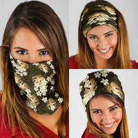 Gold Tropical Hawaii Neck Gaiter Seamless Monstera Plumeria Hawaiian Pattern - Polynesian Pride
