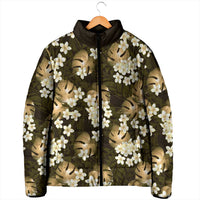 Gold Tropical Hawaii Padded Jacket Seamless Monstera Plumeria Hawaiian Pattern LT14 - Polynesian Pride